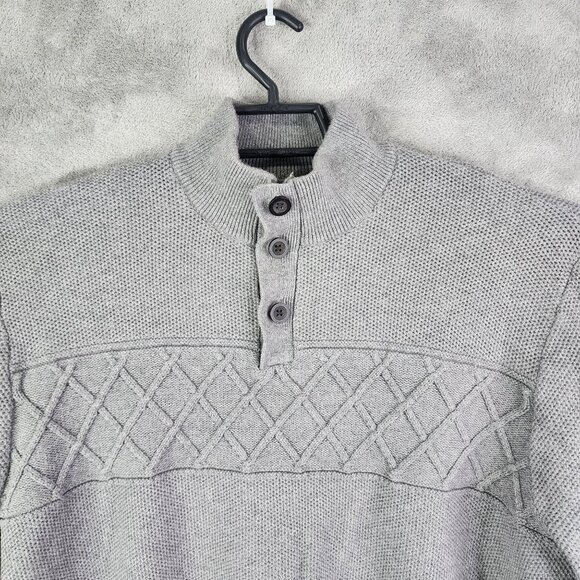 Mens Gray Chaps Pullover Sweater w/ Button Collar Long Sleeve Size XXL - Picture 4 of 9